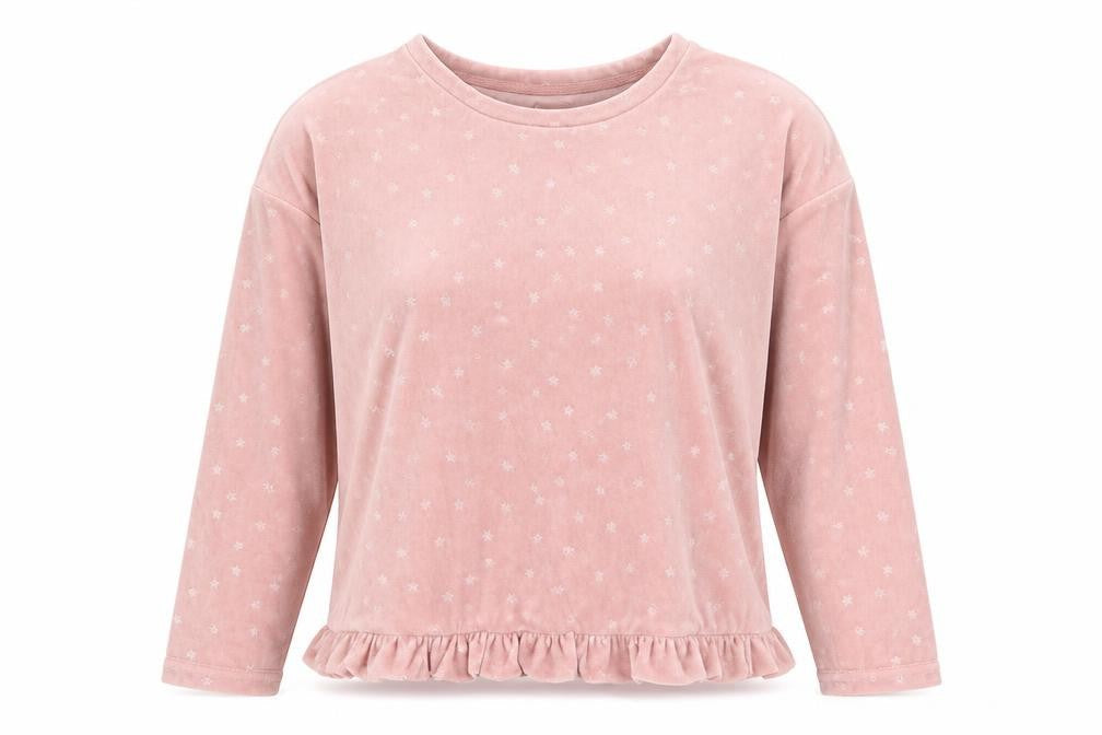 A La Mode Women's Pink Velour Star Pyjama Top Size 12