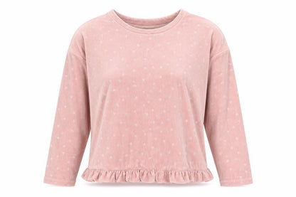 A La Mode Women's Pink Velour Star Pyjama Top Size 12