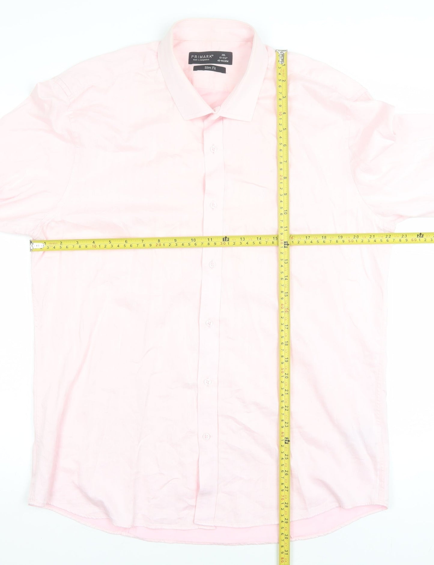 Mens UK Collar Size 2XL Primark Smart Pink  Dress Shirt