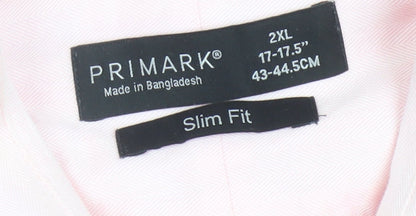 Mens UK Collar Size 2XL Primark Smart Pink  Dress Shirt
