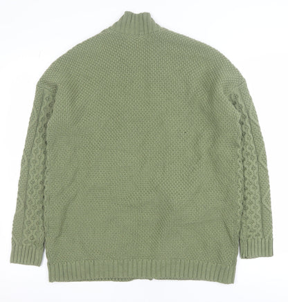 Next Womens Green Chunky Knit Open Cardigan Size S