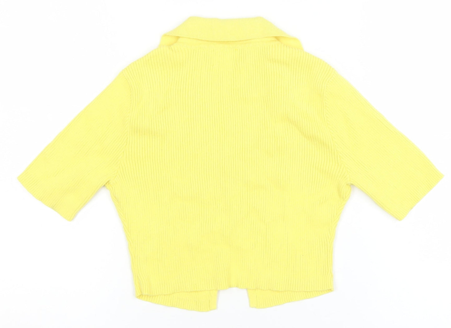 Womens UK Size 10 Glamorous Care Yellow Cropped Button-Up