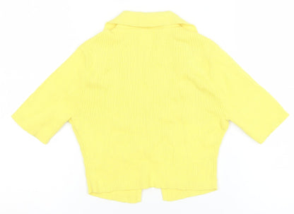 Womens UK Size 10 Glamorous Care Yellow Cropped Button-Up
