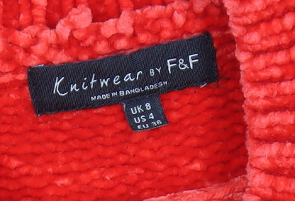 Womens UK Size 8 F&F Red Pullover Jumper