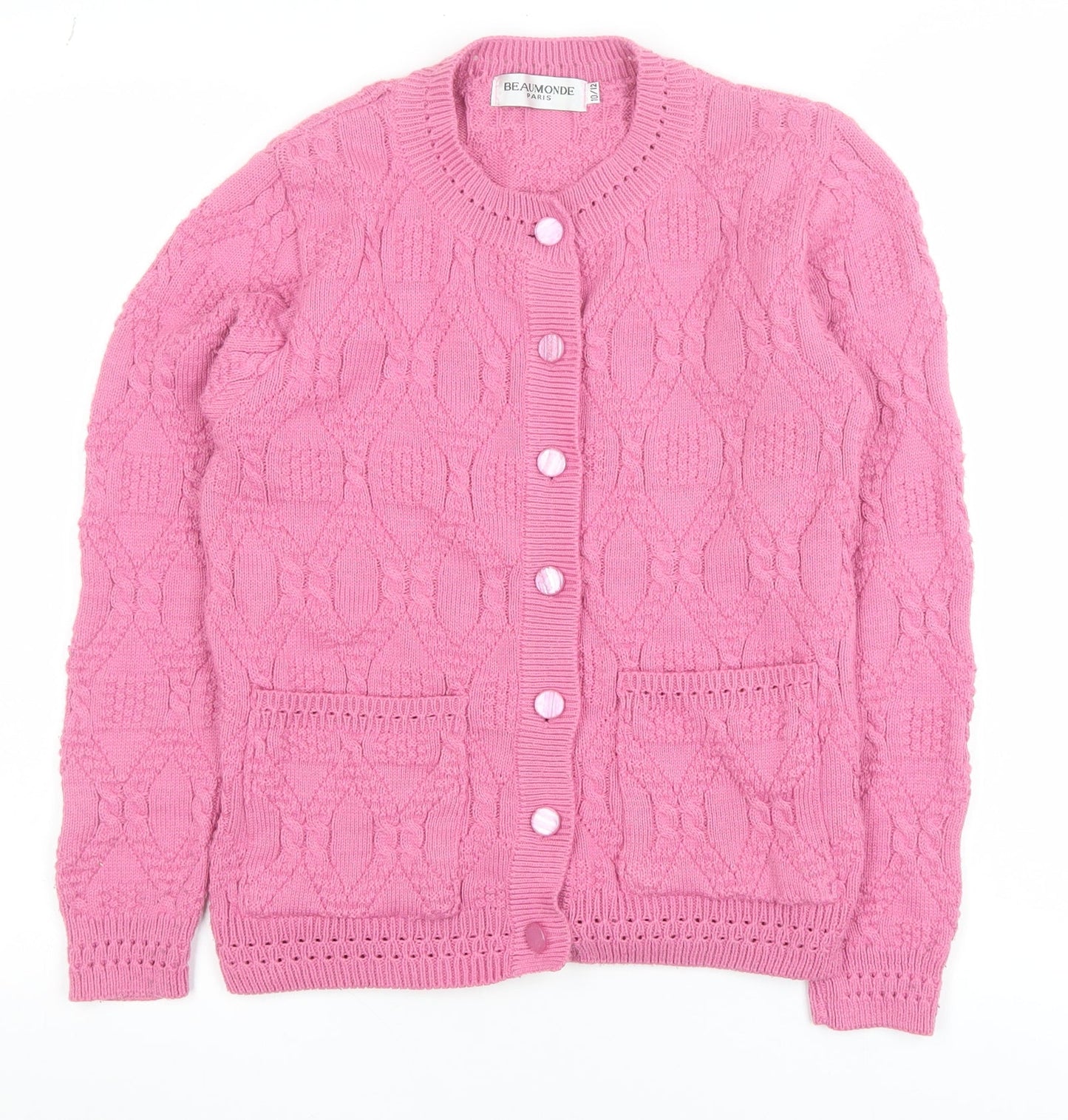 Girls UK Size 10-12 Years Beaumonde Pink Cardigan Jumper