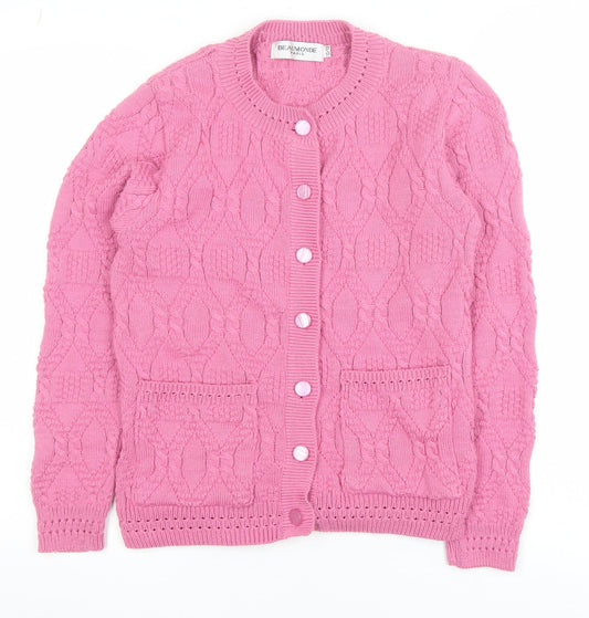 Girls UK Size 10-12 Years Beaumonde Pink Cardigan Jumper