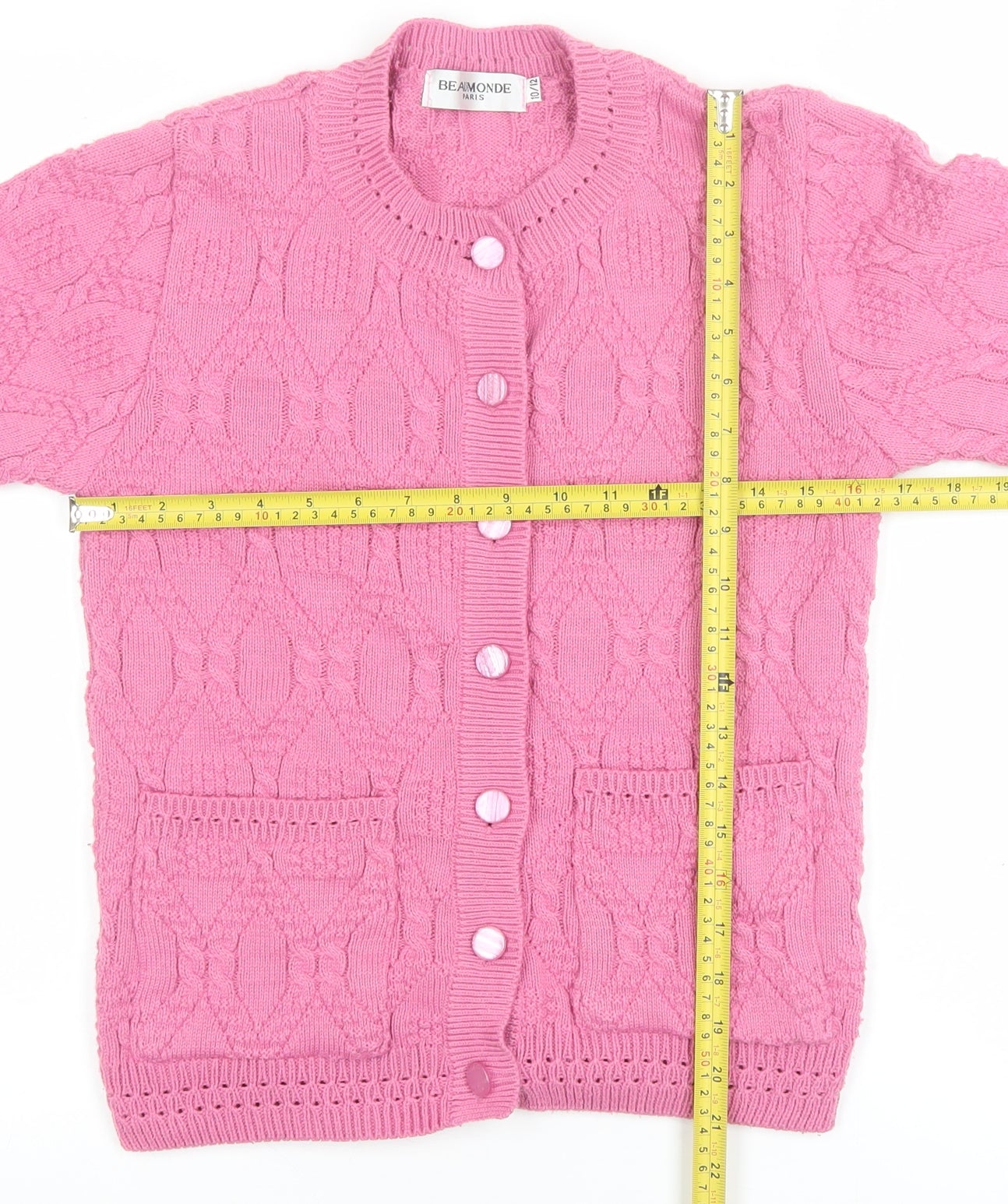 Girls UK Size 10-12 Years Beaumonde Pink Cardigan Jumper
