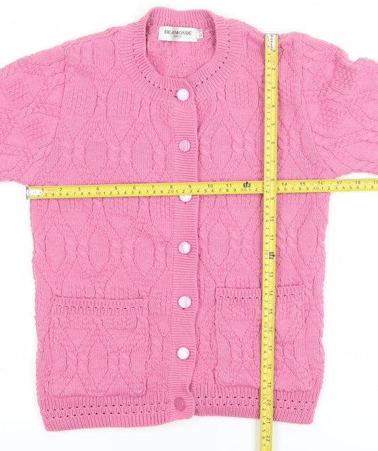Girls UK Size 10-12 Years Beaumonde Pink Cardigan Jumper