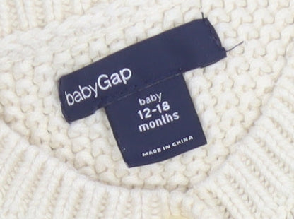 Gap Baby Ivory Cable Knit Cotton Cardigan 12-18 Months Unisex