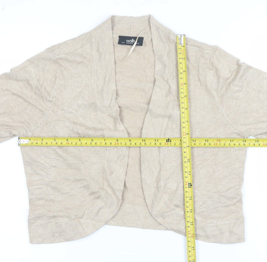 Wallis Women's Beige Open Front Cardigan UK S Long Sleeve Knit