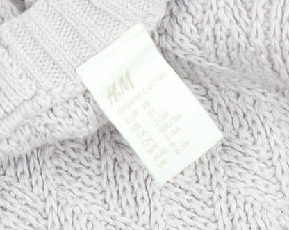 H&M Girls Ivory Knit Cotton Pinafore Dress 24 Months Button Straps