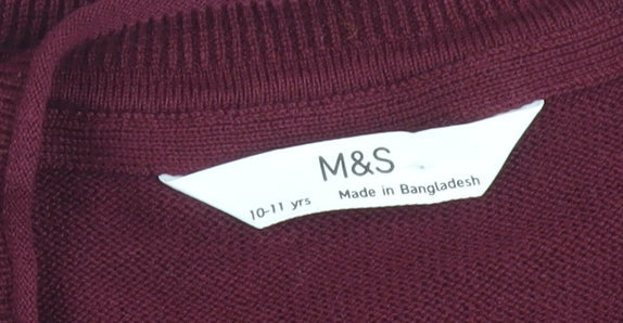 Girls UK Size 10-11 Years Marks and Spencer Red Cardigan Jumper