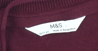 Girls UK Size 10-11 Years Marks and Spencer Red Cardigan Jumper
