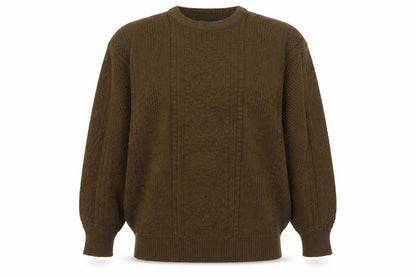 Expression International Men's Brown L Cable-Knit Acrylic Jumper