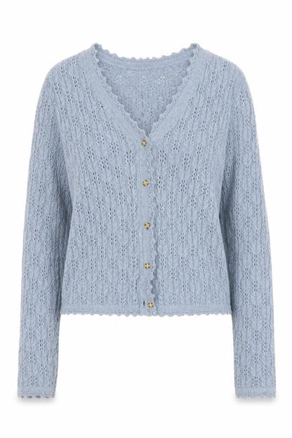 Gap Women Blue Knit Button V-Neck Cardigan Small