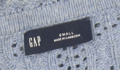 Gap Women Blue Knit Button V-Neck Cardigan Small