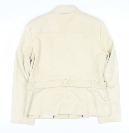 Klass Women Beige Faux Suede Short Zip Jacket Size 14