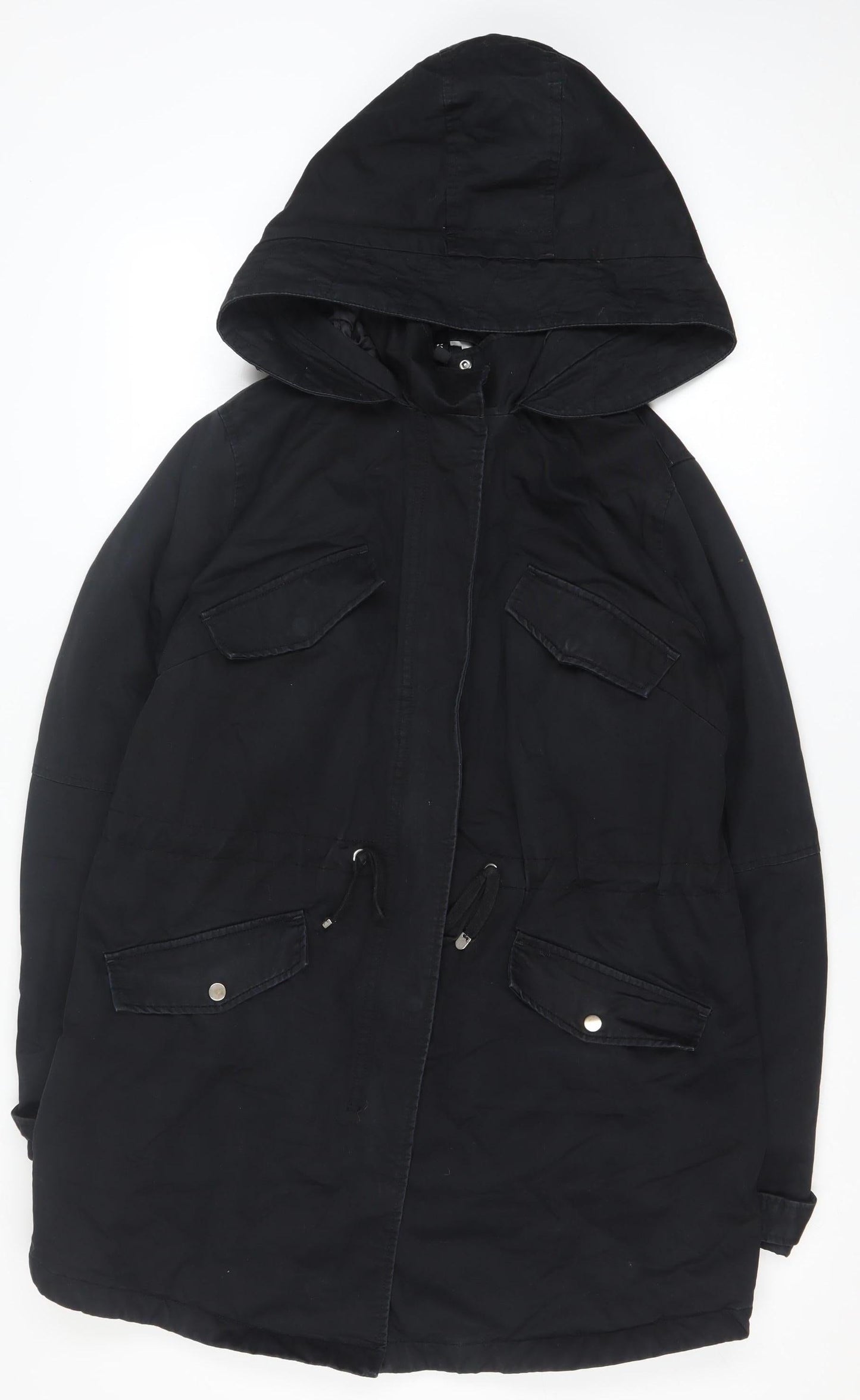 Womens UK Size M H&M Black Parka Coat