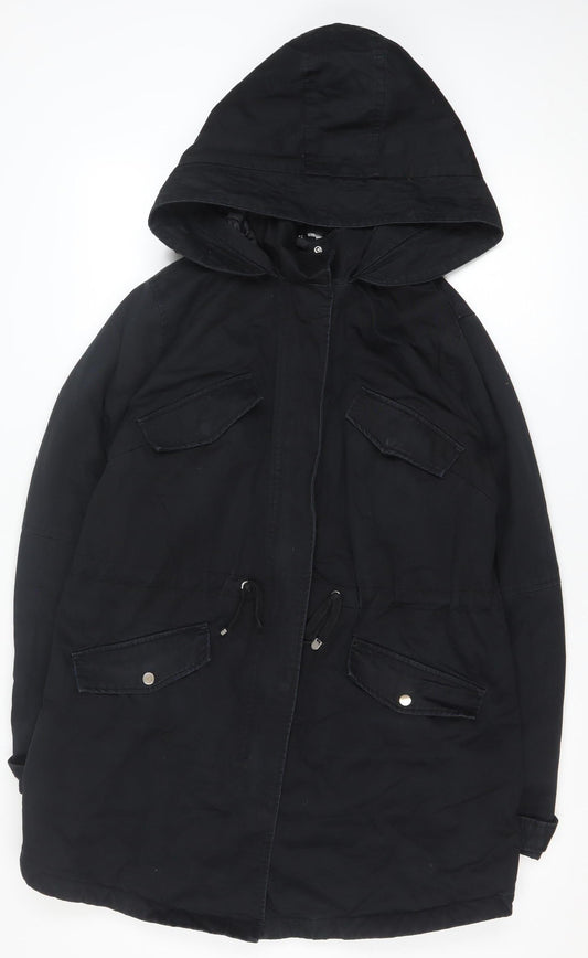 Womens UK Size M H&M Black Parka Coat