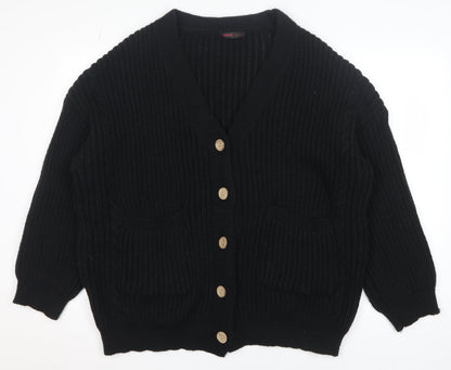 Womens UK Size 12 ROMWE Black Cardigan Jumper