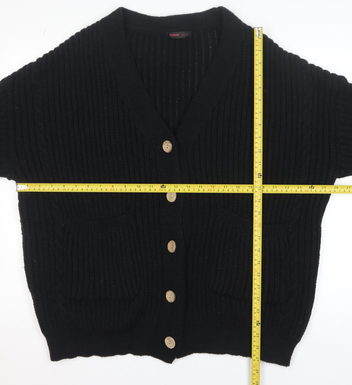 Womens UK Size 12 ROMWE Black Cardigan Jumper