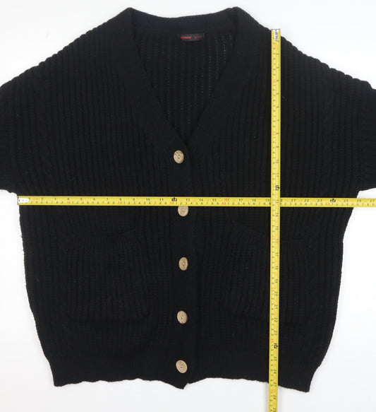 Womens UK Size 12 ROMWE Black Cardigan Jumper