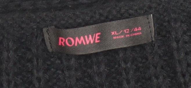 Womens UK Size 12 ROMWE Black Cardigan Jumper