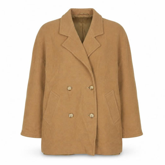 Marks & Spencer St Michael Women's Beige Wool Pea Coat UK 10 Petite Fit