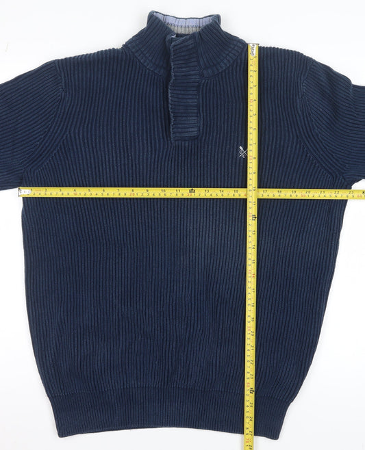 Crew Clothing Co. Men's Blue Cotton 1/4 Zip Jumper L