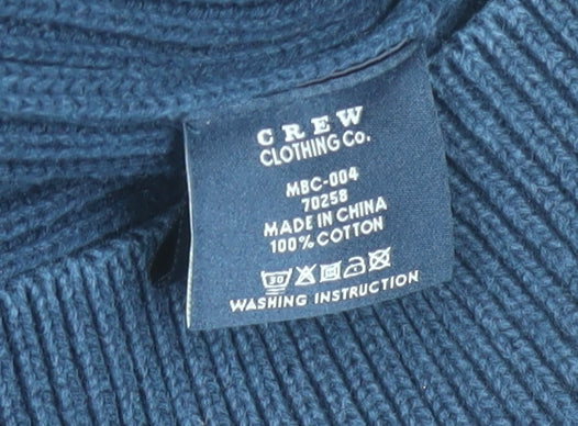 Crew Clothing Co. Men's Blue Cotton 1/4 Zip Jumper L