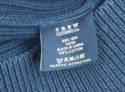 Crew Clothing Co. Men's Blue Cotton 1/4 Zip Jumper L
