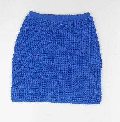 Miss Selfridge Women Blue S Knit Stretch Mini Skirt