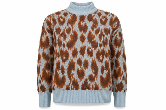 Warehouse Women's Multicoloured Leopard Knit High Neck Jumper Size 10