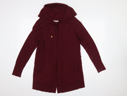 Womens UK Size 8 Mantaray Red Cardigan Jumper