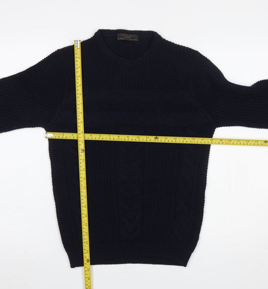 Mens UK Size S Zara Man Blue Pullover Jumper