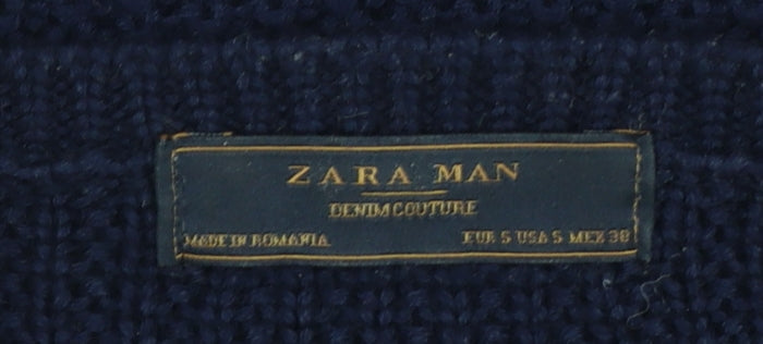 Mens UK Size S Zara Man Blue Pullover Jumper