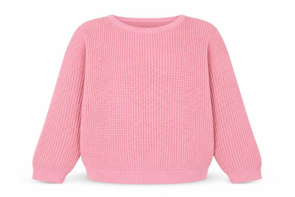 Topshop Women’s Pink Waffle Knit Crew Neck Jumper Size 14