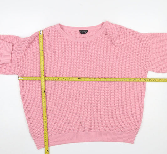 Topshop Women’s Pink Waffle Knit Crew Neck Jumper Size 14