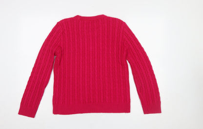 Pure & Natural Women's Pink Cable-Knit Pullover Jumper Size M
