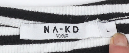 Womens UK Size L NA-KD Black Cropped T-Shirt