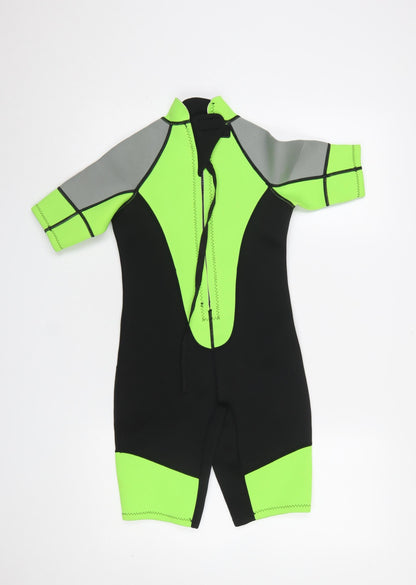 Body Go Boys Black Neon Green Short Sleeve Wetsuit 10 Years Surf Swimwear
