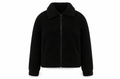 Stradivarius Women’s Black Fleece Zip Bomber Jacket Size 8