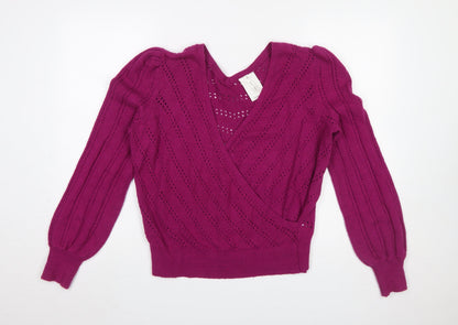 Womens UK Size 12 Thought Purple Wrap Jumper