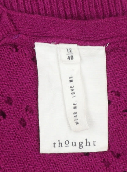 Womens UK Size 12 Thought Purple Wrap Jumper