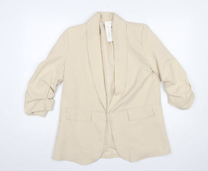 New Collection Women Beige Shawl Lapel Blazer Jacket S