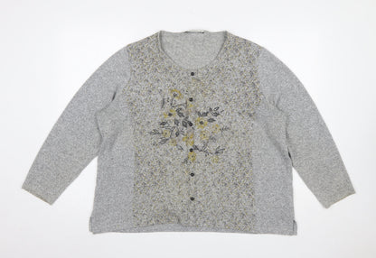 Womens UK Size 14 Bagoraz Grey Cardigan Jumper