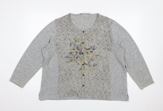 Womens UK Size 14 Bagoraz Grey Cardigan Jumper