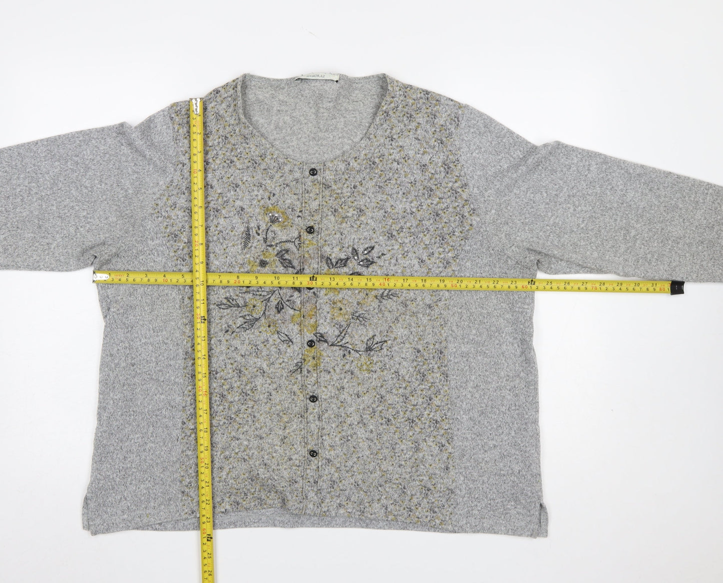 Womens UK Size 14 Bagoraz Grey Cardigan Jumper