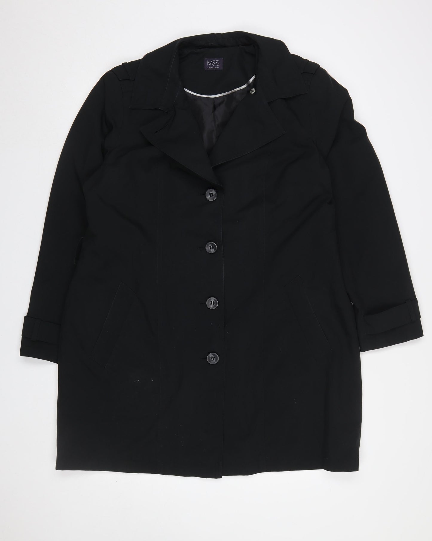 Womens UK Size 18 Marks and Spencer Black Trench Coat