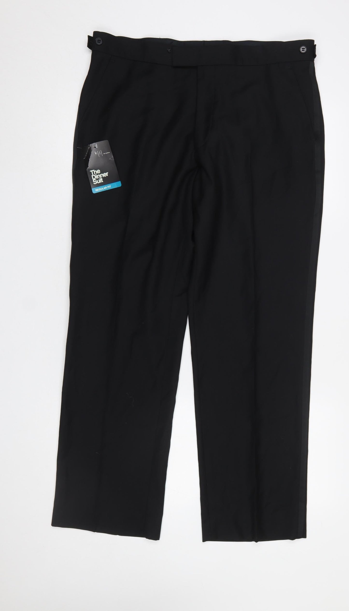 Mens UK Size 36 Short Karl Jackson Regular Fit Dress Pants Black Trousers